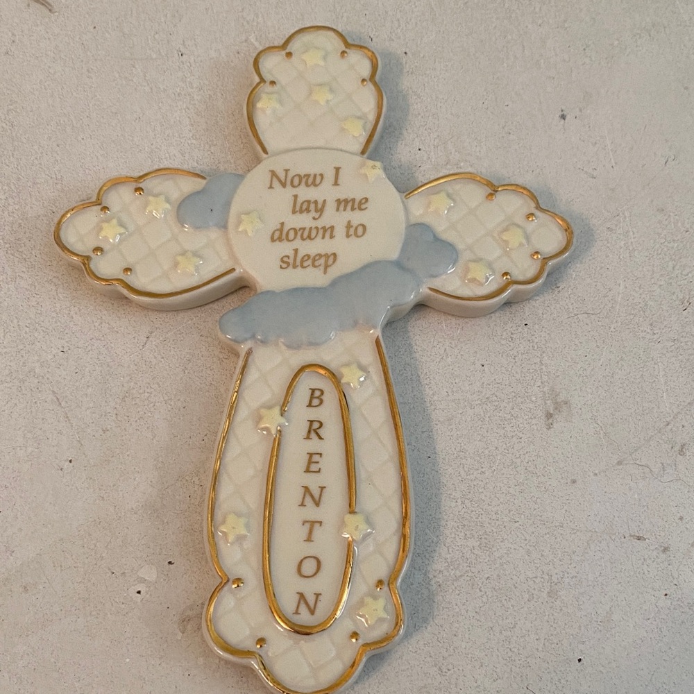 Lenox Cream and Gold Kids Ceramic Cross Brenton